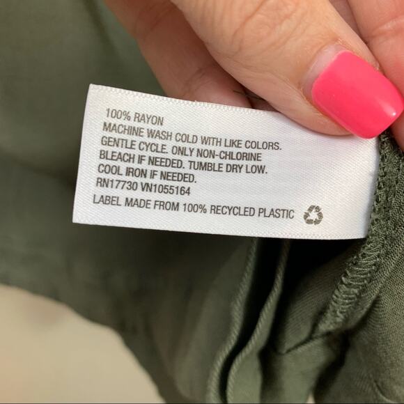 A New Day Army Green Long Sleeve Shirt Dress - Picture 3 of 4